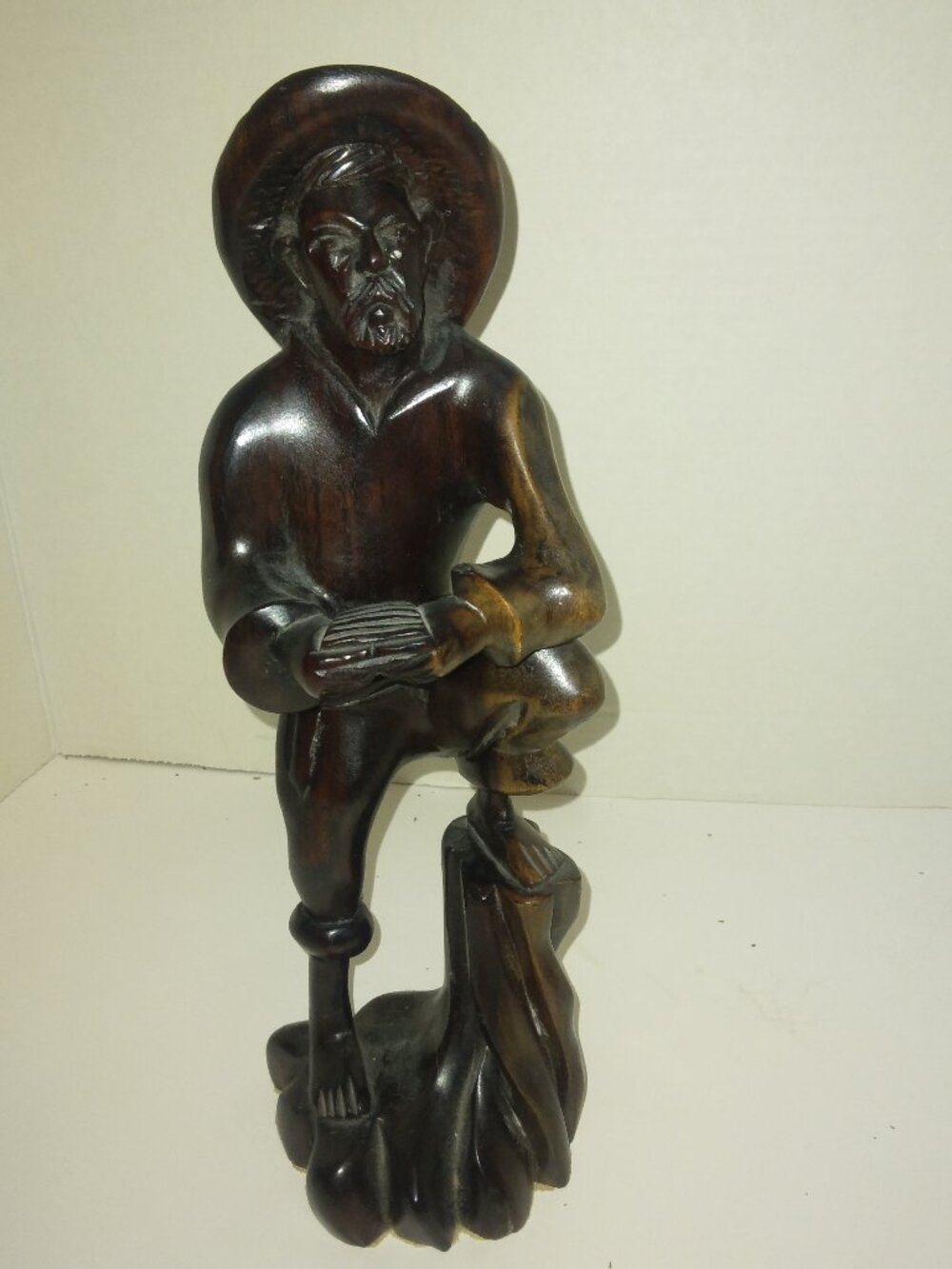 Vintage mid century wood sculpture of a man